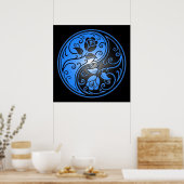 Poster Yin Yang Roses, bleu et noir (Cuisine)