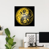 Poster Yin Yang Roses, jaune et noir (Bureau à domicile)