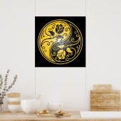 Poster Yin Yang Roses, jaune et noir (Cuisine)