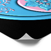 Poster Yin Yang sarcelle et rose (Coin)