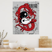 Poster Yin yang Symbole chinois et dragon (Cuisine)