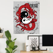 Poster Yin yang Symbole chinois et dragon (Bureau à domicile)