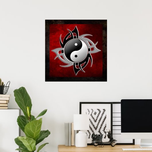 POSTER YIN YANG TRIBAL 3D (Bureau à domicile)