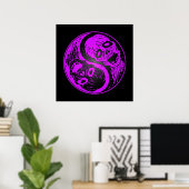 Poster Yin Yang Zombies violet et noir (Bureau à domicile)