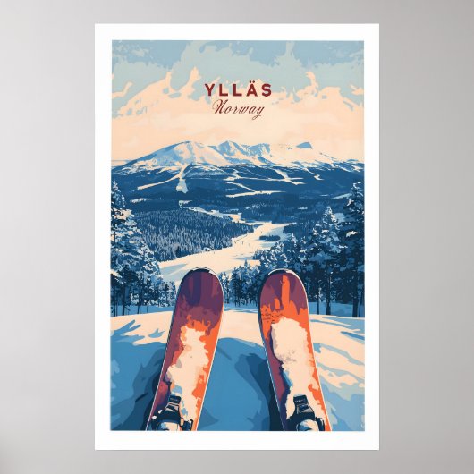 Poster Ylläs Norvège Ski Art 1 (Devant)