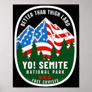 Poster Yo Semite Parc National Drôle Drapeau Américain Cu