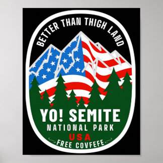 Poster Yo Semite Parc National Drôle Drapeau Américain Cu