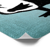 Poster Yoga Arbre Pose Pingouin Motivationnel Bleu (Coin)