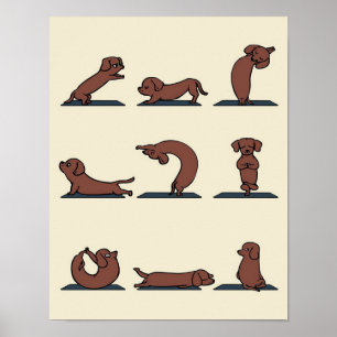 Poster Yoga Dachshund   Un cadeau idéal pour les mamans