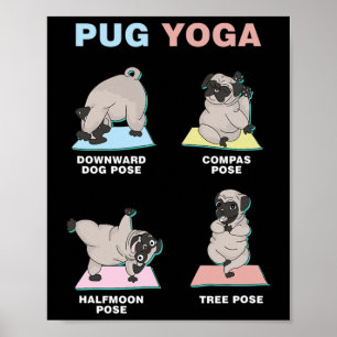 Poster Yoga de Chien Carlin Yogiste Spirituel Méditation 