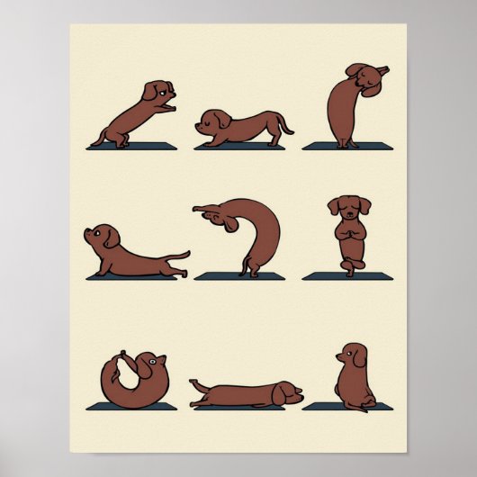 Poster Yoga de Dachshund | Un cadeau idéal pour les maman (Devant)