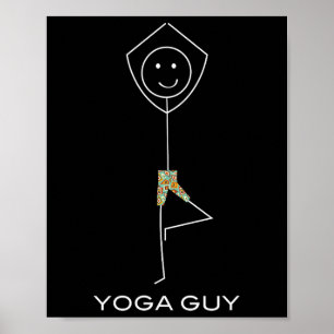 Poster Yoga d'hommes drôles, exercice de yoga pour garçon