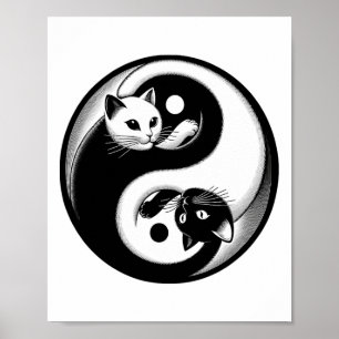 Poster Yoga du chat Tai Chi Mandala Zen Yin Yang