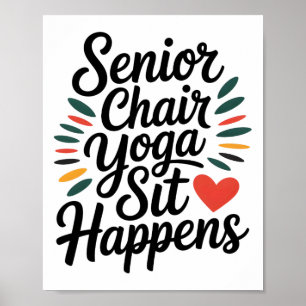Poster Yoga en chaise pour seniors étirement force pour l