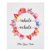 Poster Yoga Inhale Exhale Citation Rose Blanc Floral (Devant)