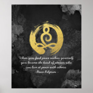 Poster Yoga Instructor Gold Meditation Posture Symbole Ze