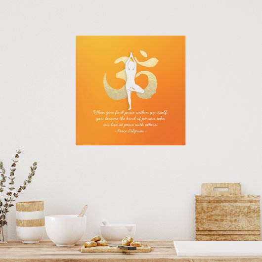 Poster Yoga Instructor Studio Citations Arbre Pose OM Sym (Cuisine)