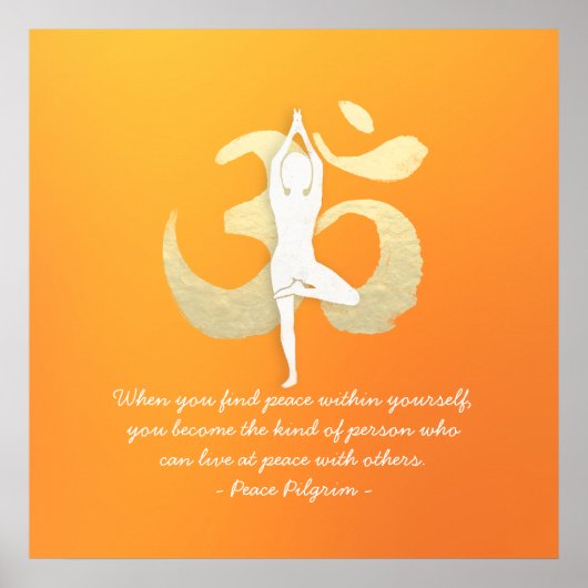 Poster Yoga Instructor Studio Citations Arbre Pose OM Sym (Devant)