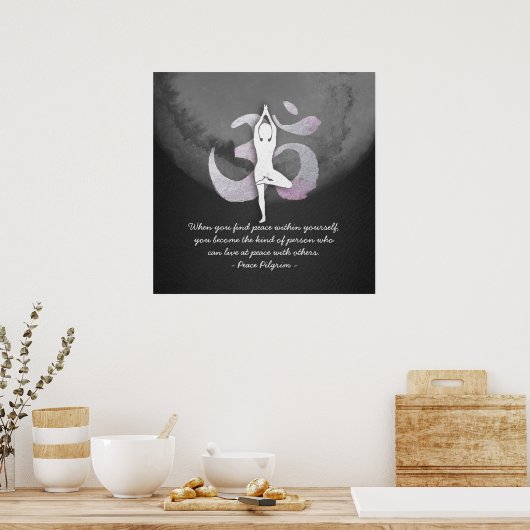 Poster Yoga Instructor Studio Citations Arbre Pose OM Sym (Cuisine)