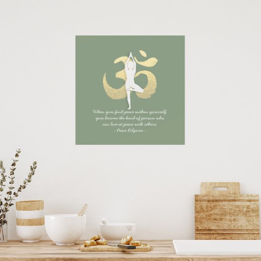 Poster Yoga Instructor Studio Citations Arbre Pose OM Sym (Cuisine)
