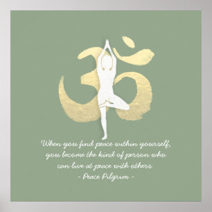 Poster Yoga Instructor Studio Citations Arbre Pose OM Sym