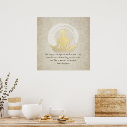 Poster Yoga Instructor Studio Citations Easy Pose ZEN Sym (Cuisine)