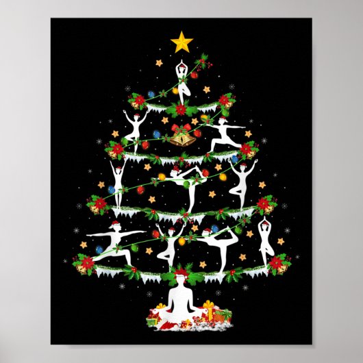 Poster Yoga Lover Xmas Lighting Yoga Christmas Tree  (Devant)