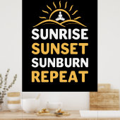 Poster Yoga Lover | Yoga Sunrise Sunset Sunburn Répéter (Cuisine)