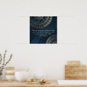 Poster Yoga Meditation Instructor Blue Gold Mandala Quote (Cuisine)