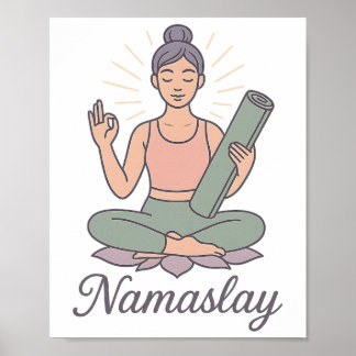 Poster Yoga Méditation Pleine Conscience Lotus Calme Éner