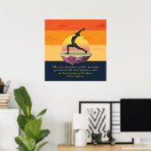 Poster Yoga Meditation Pose Sunset Floating Island Quotes (Bureau à domicile)