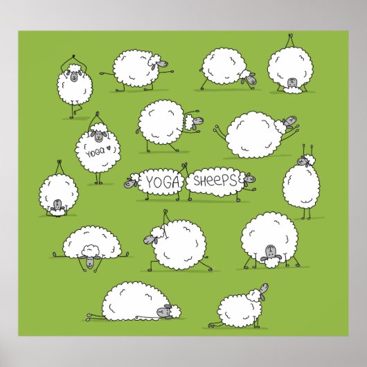 Poster Yoga Sheep : Whimsical Sketch Fun. (Devant)