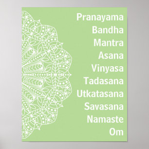 Poster Yoga Words White Mandala