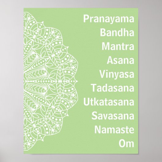 Poster Yoga Words White Mandala (Devant)