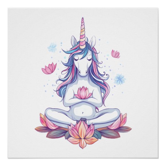 Poster Yoga Zen Licorne (1) (Devant)