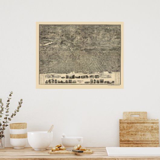 Poster Yonkers, NY Panoramic Map - 1899 (Cuisine)
