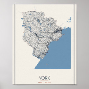 Poster York, carte postale des rues du Maine – Fondée en
