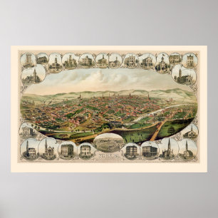 Poster York, PA Carte panoramique - 1879