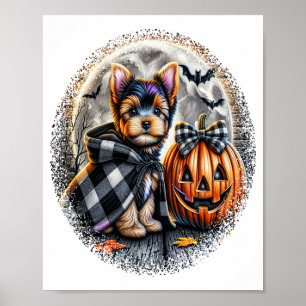 Poster Yorkie Chien Halloween