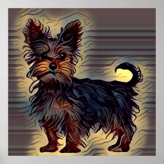Poster yorkie chien mignon yorkshire terroir image pop an (Devant)