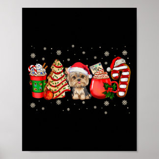 Poster Yorkie Dog Christmas Pajamas Coffee Latte Mugs Xma