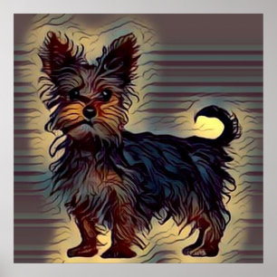 Poster yorkie dog mignon yorkshire terrifiant photo pop a