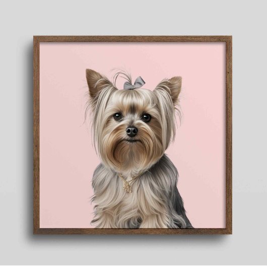 Poster Yorkie Illustration Mur Art Décor maison Chien ros
