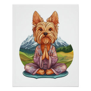 Poster Yorkie Yoga � Chien Méditant Drôle
