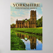 Poster Yorkshire, Abbaye de Fountains, (Devant)