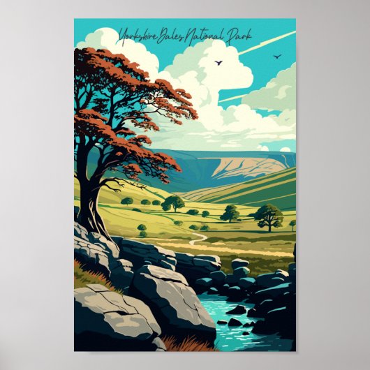 Poster Yorkshire Dales National Park lieu de voyage vinta (Devant)