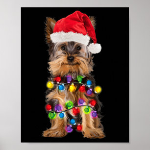 Poster Yorkshire Noël Yorkie Chien Santa Hat Noël