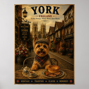 Poster Yorkshire Terrier à York Art de Voyage Rétro