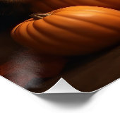 Poster Yorkshire Terrier Chiot Automne Citrouille délice (Coin)