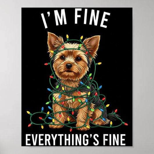 Poster Yorkshire Terrier Christmas I'm Fine Everything Is (Devant)